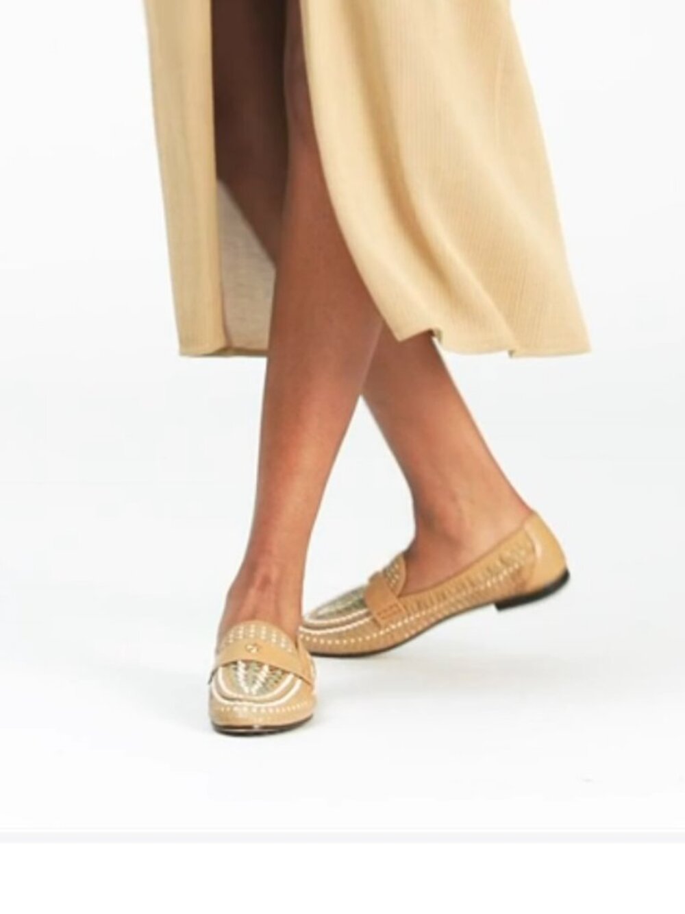 Tory Burch $348 Woven Ballet Loafer Flats Tan Blue SUPER COMFY! - Picture 9 of 12